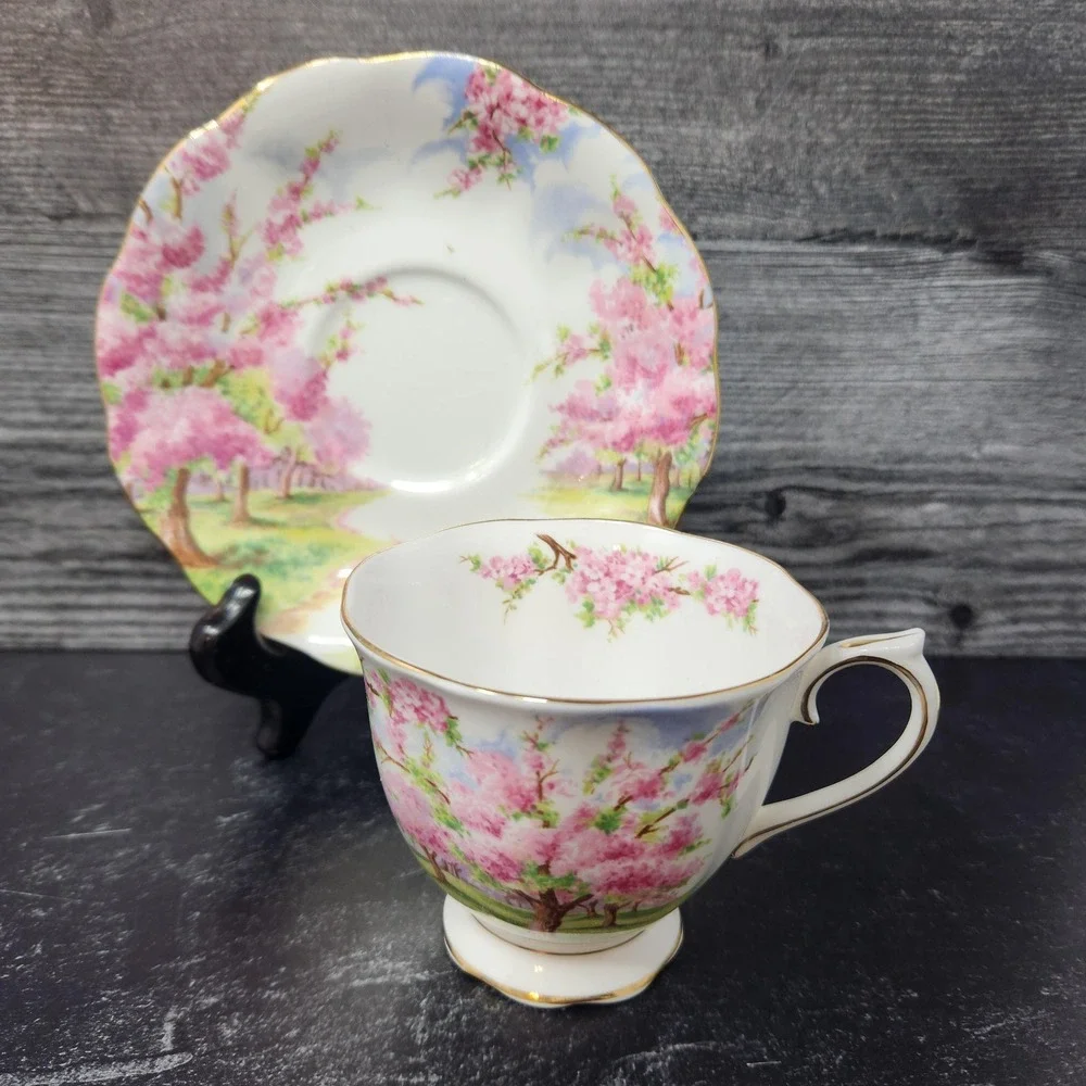 Vintage Royal Albert Teacup and Saucer Set, Blossom Time Collectible